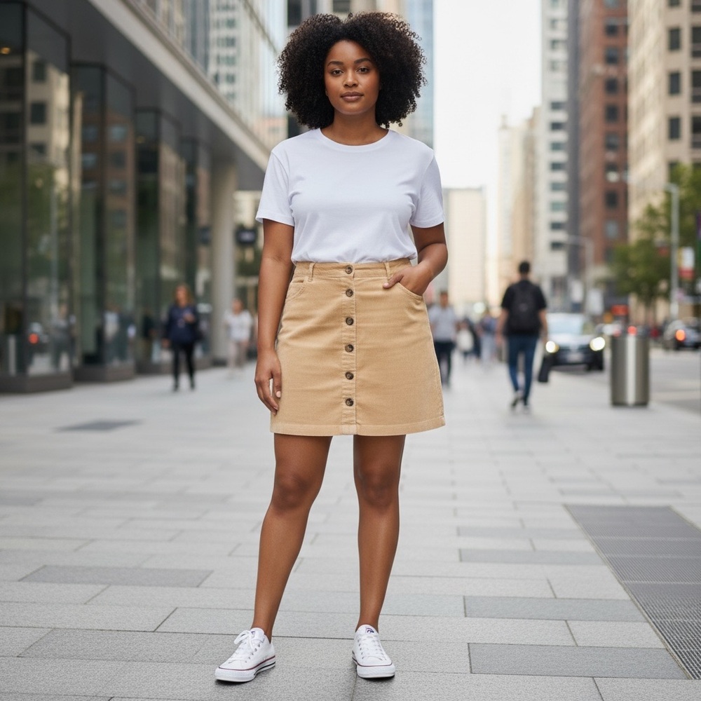 Brooks Brothers Corduroy Button Front Skirt
